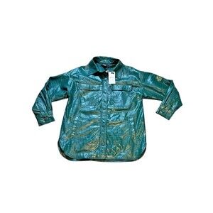 Forever 21 Faux Leather Shacket Shirt Jacket Green Women's Size Small Snake